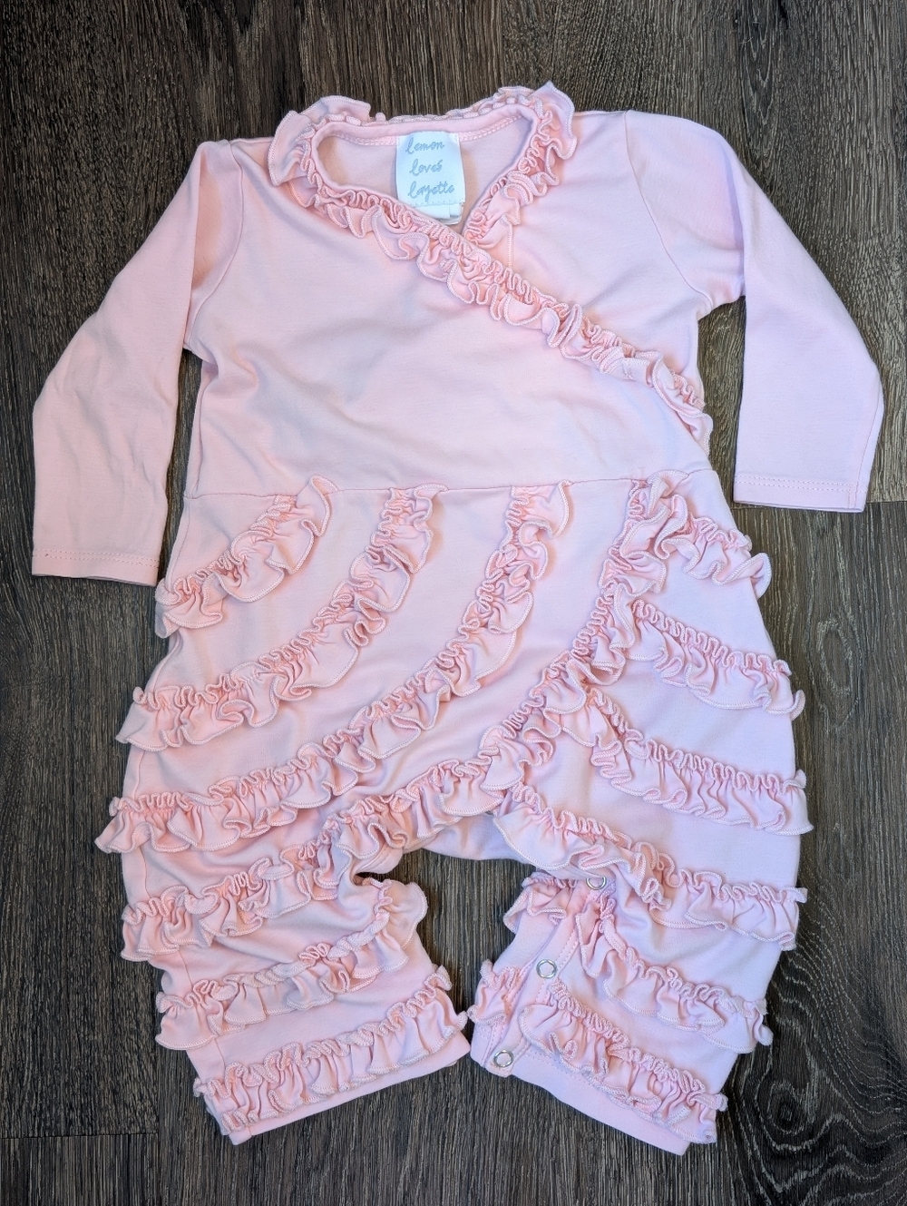 Lemon Loves Layette 12 18 Months Pink Ruffle Pima 100% Cotton Natural Fibers